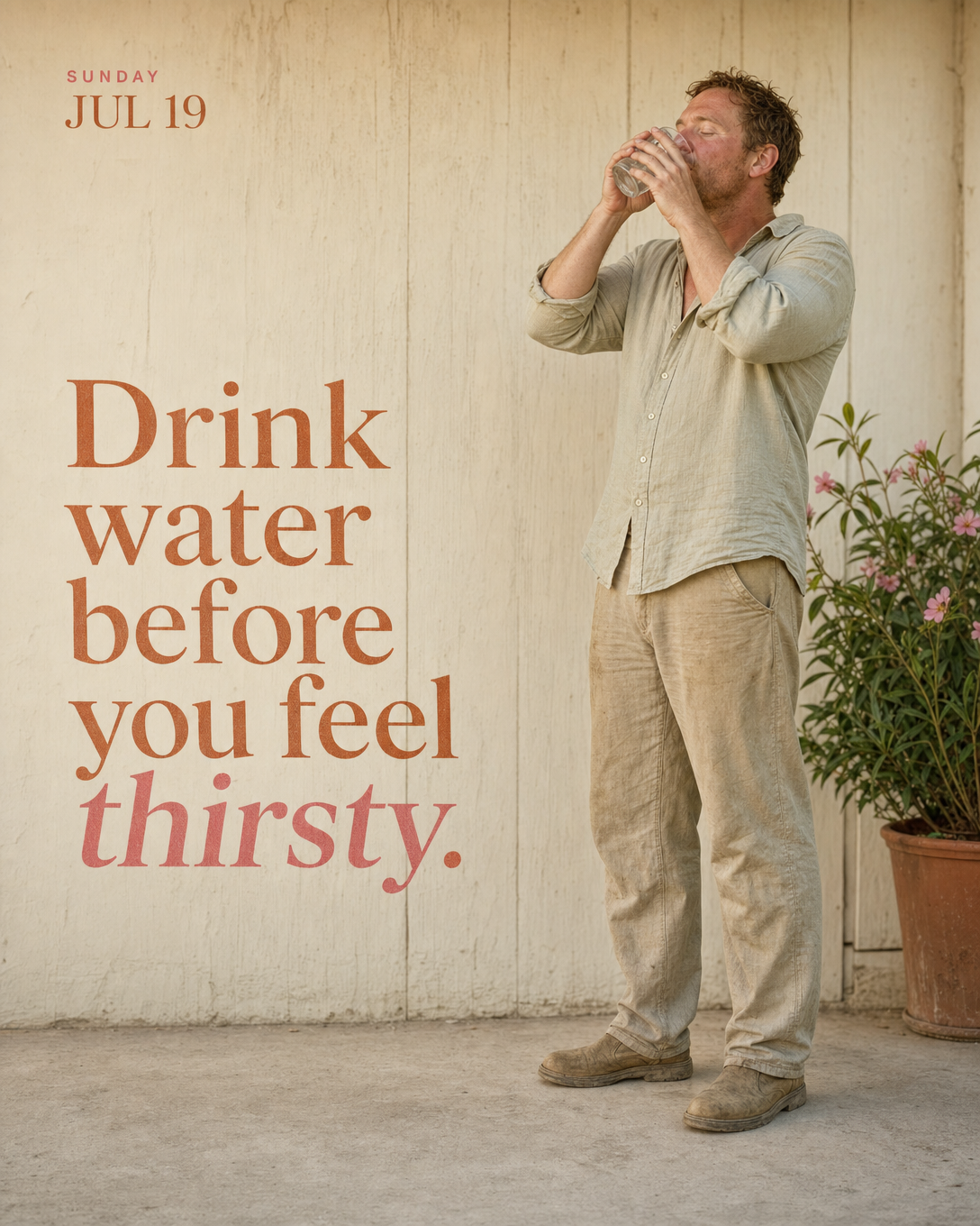 Drink water before you feel thirsty
