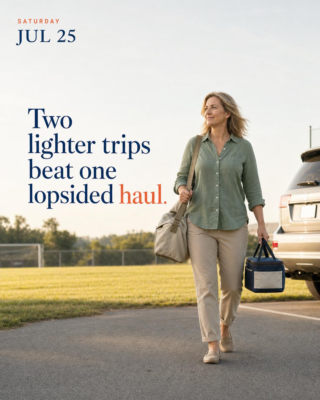 Two lighter trips beat one lopsided haul