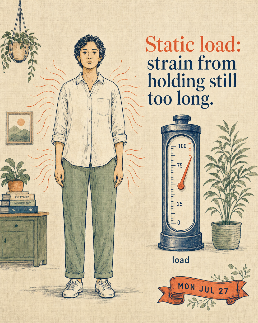 Static load: strain from holding still too long